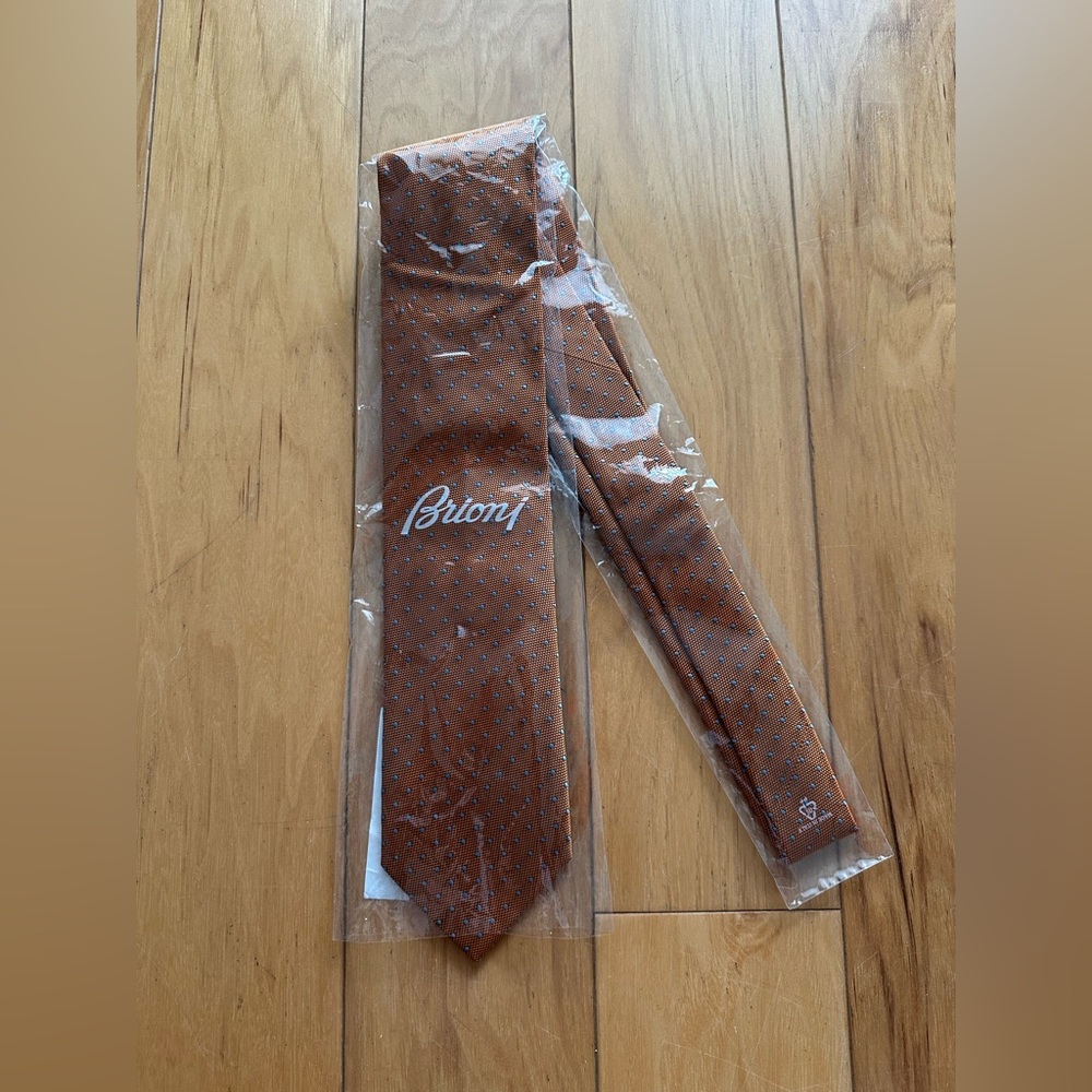 NEW Brioni Dark Orange Silk Tie